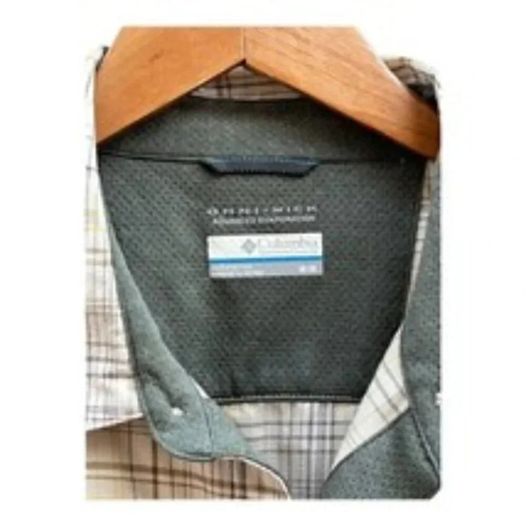 Columbia Omni Wick Mens Size Medium Button Front Long Sleeve Shirt Plaid Tan​​ - Picture 5 of 6